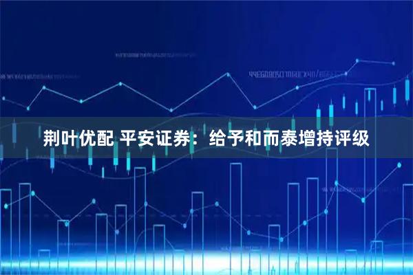 荆叶优配 平安证券：给予和而泰增持评级