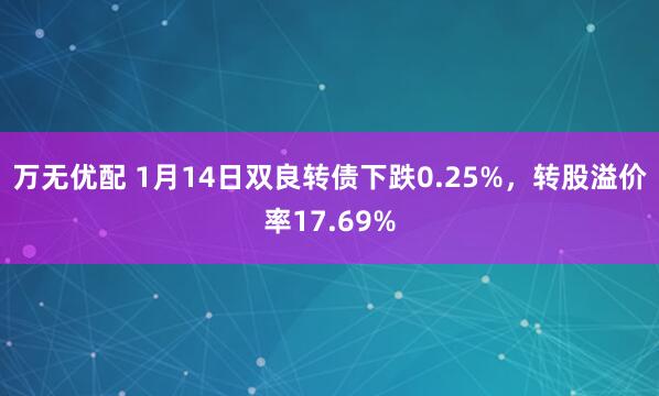 万无优配 1月14日双良转债下跌0.25%，转股溢价率17.69%
